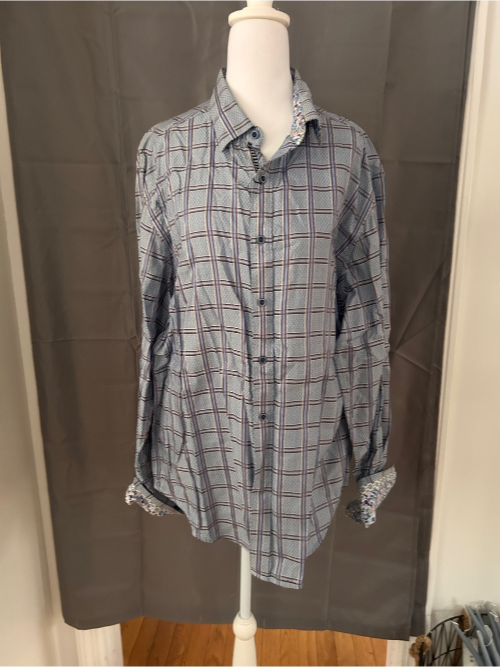 Robert Graham Light Blue Plaid Dress Shirt